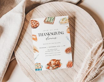 Thanksgiving Dinner Invitation Template for Fall Thanksgiving Invite | CONSTANCE Collection