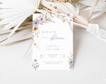 Wildflower Love Is In Bloom Bridal Shower Invitation Template Editable Love in Bloom Shower Invite Digital Download | POSEY Collection