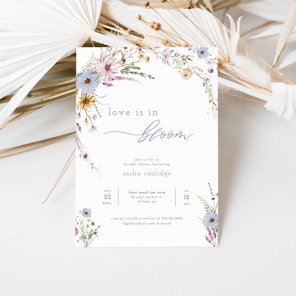 Wildflower Love Is In Bloom Bridal Shower Invitation Template | POSEY Collection