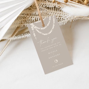 Modern Pearl Wedding Favor Tag Template | MEGAN Collection