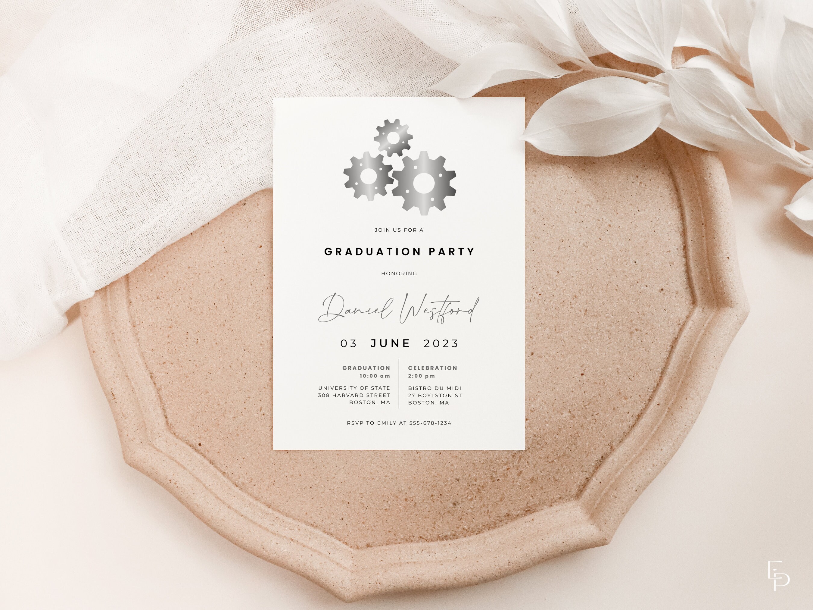 Engineer Contrations Invitation Modern Mechanical Engineer School Graduation Party Invitation Template ...