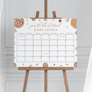 Cutie Pie Baby Shower Guess the Due Date Calendar Game Sign Template for Fall Pumpkin Thanksgiving Baby Shower Arrival | ALDEN Collection