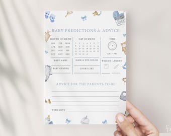 It's a Boy Baby Predictions and Advice Baby Shower Game Template for Blue Baby Clothes & Nursery Boy Baby Shower Games | BONHAM Collection