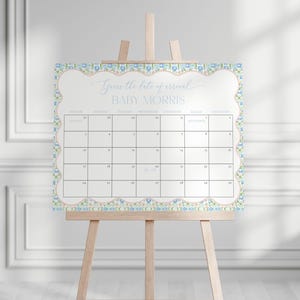 Grandmillenial Baby Shower Guess the Due Date Calendar Game Sign Template for Girl Vintage Floral Baby Shower Arrival | VERITY Collection
