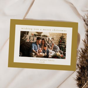 Gold Christmas Photo Card Template for Modern Picture Holiday Card Template | HARMONIA Collection