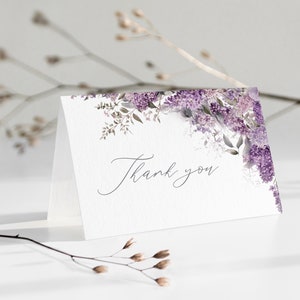 Plantilla de tarjeta de agradecimiento lila para despedida de soltera lila violeta / Colección SUREN