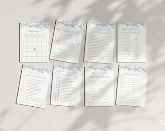 Boy Baby in Bloom Baby Shower Game Bundle Templates Instant Download for Blue Floral Baby Shower Games Bundle | CESIDIO Collection