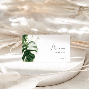 Tropical Place Card Template with Meal Icons | CALYPSO Collection