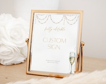 Pearls and Prosecco Bridal Shower Custom Sign Template in 5x7 and 8x10 for Pearls and Prosecco Event Signage | GRETCHEN Collection