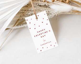 Happy Valentine's Day Gift Tag Valentine Printable Template Editable Love Red Hearts Valentine Gift Tag Digital Download | RHYS Collection