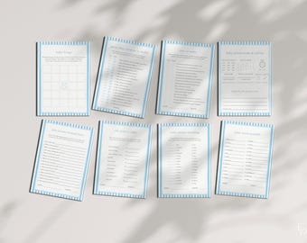 Boy Baby Shower Game Bundle Template Instant Download for Hand Drawn Blue Stripes Blue Baby Shower Games Bundle | EDMOND Collection