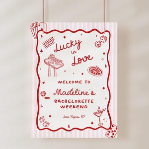 Lucky in Love Bachelorette Welcome Sign Template for Casino Las Vegas Bachelorette Weekend Welcome Poster | SADIYA Collection
