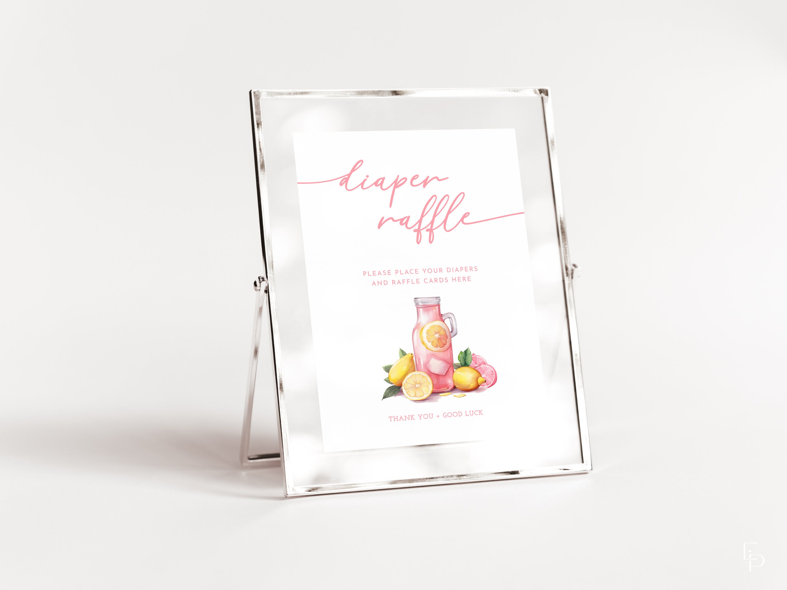 Lemon Pink Lemonade Diaper Raffle Baby Shower Sign Template | LIMONE ...
