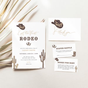 Not Her First Rodeo Baby Sprinkle Invitation Bundle Template for Western Cowgirl Baby Shower Invite | LOUELLA Collection