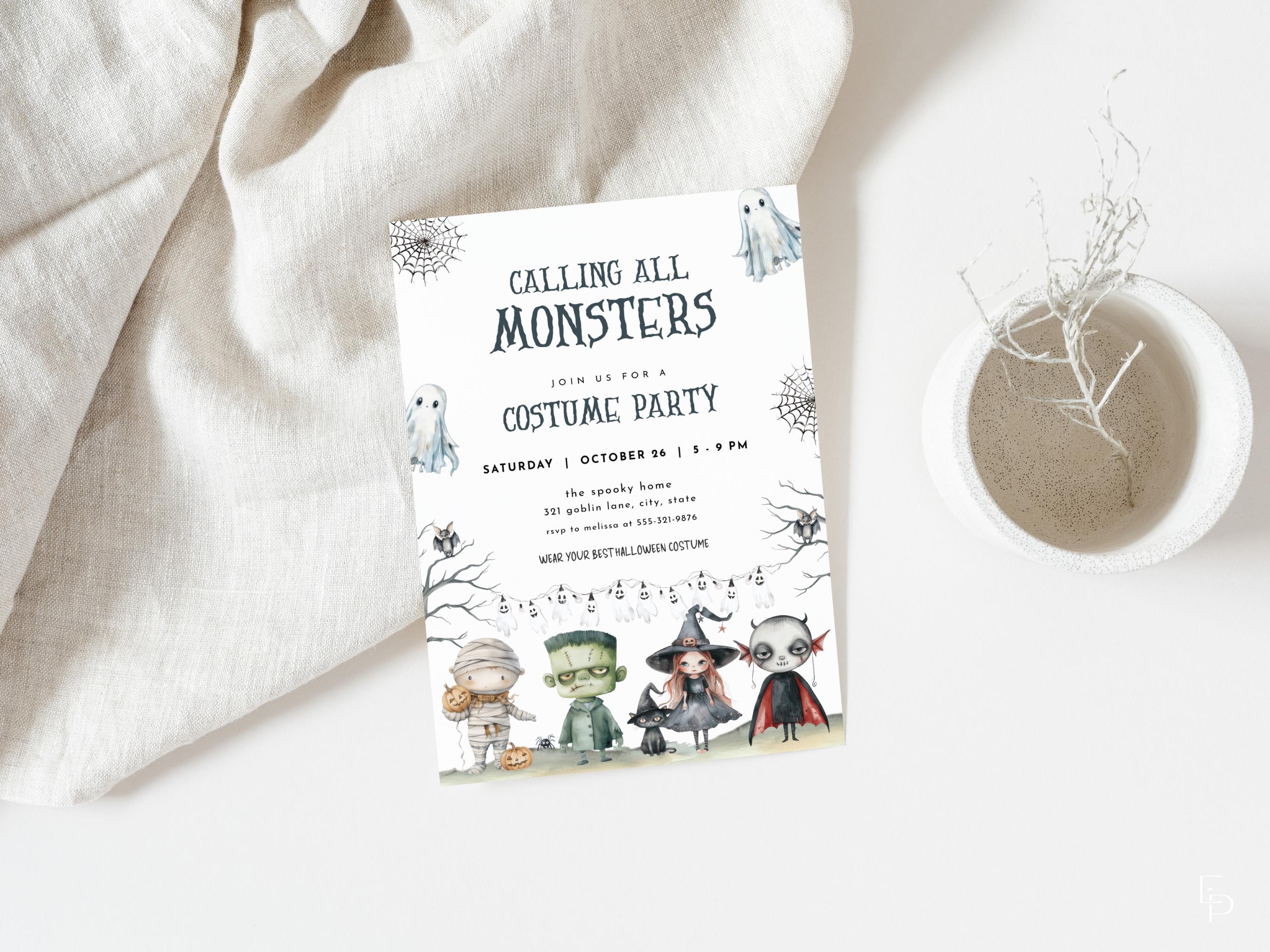 Halloween Costume Party Invitation Template for Spooky
