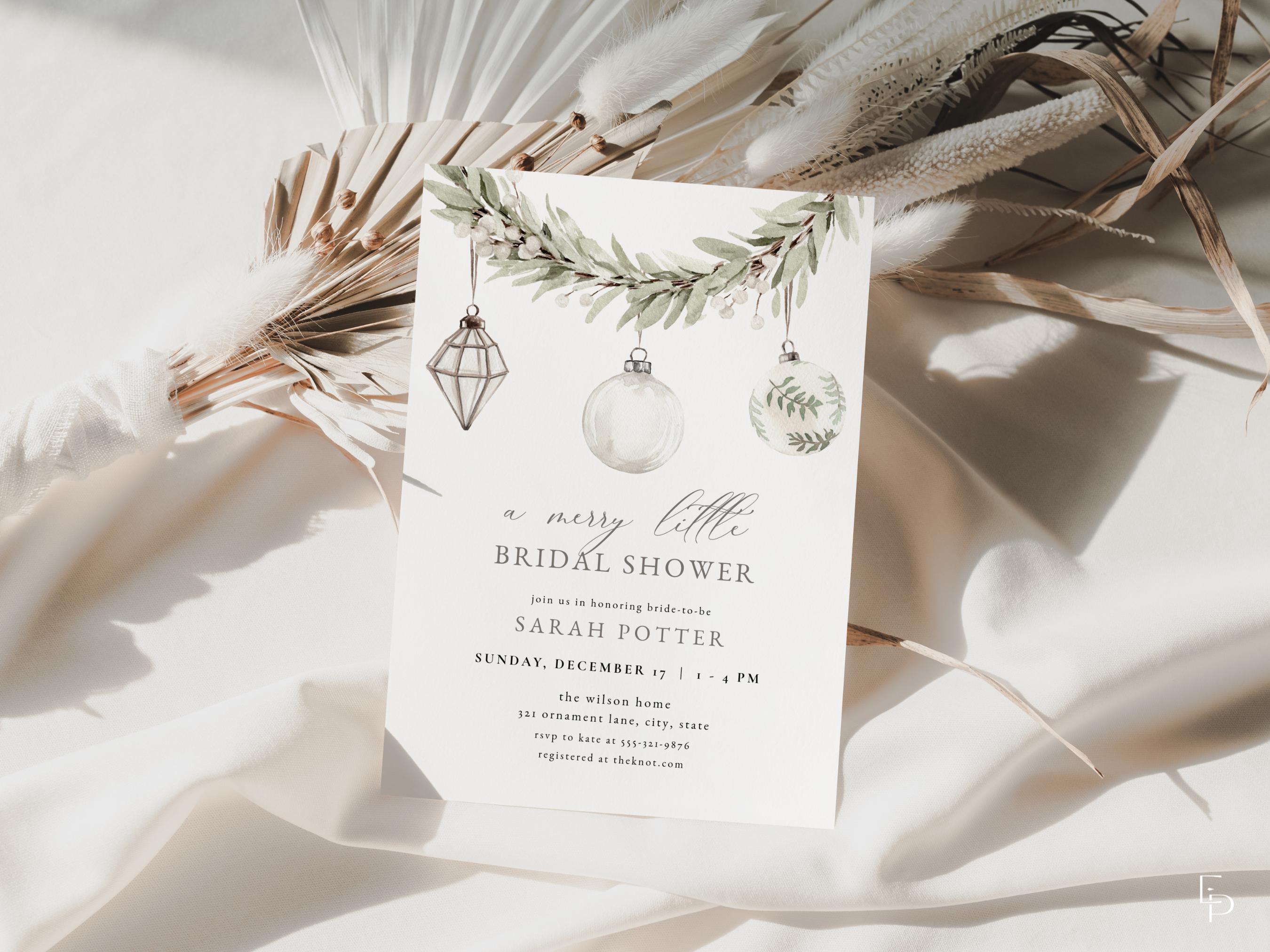 Christmas Ornament Bridal Shower Invitation Template Editable Winter Merry  Little Bridal Shower Invite Digital Download | BASHIR Collection - Etsy, image size:2700x2025