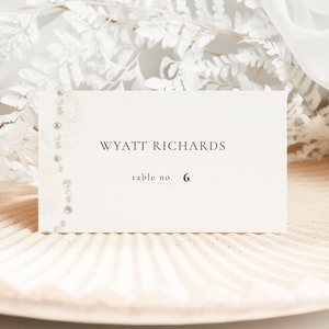 Pearl Place Card Template with Meal Icons for Weddings | MAREN Collection