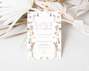 Love is in Bloom Bridal Shower Invitation Template Editable Pastel Wildflower Bridal Shower Invite Digital Download | AYIANA Collection