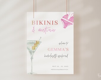 Bikinis and Martinis Bachelorette Welcome Sign Template | MYHA Collection