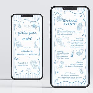 Girls Gone Mild Bachelorette Digital Itinerary & Invite Template for Spa Pajama Slumber Party Bachelorette Weekend Invite | AMANI Collection
