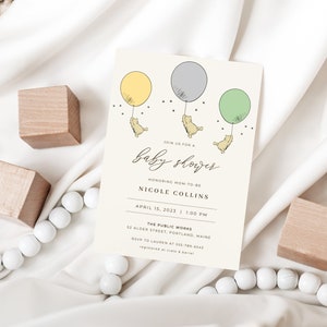 Classic Winnie the Pooh Baby Shower Invitation Template | MELINA Collection