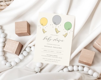 Classic Winnie the Pooh Baby Shower Invitation Template | MELINA Collection
