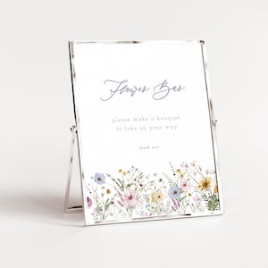 Wildflower Flower Bar Sign / Make A Bouquet Bridal Shower Signage Template | POSEY Collection