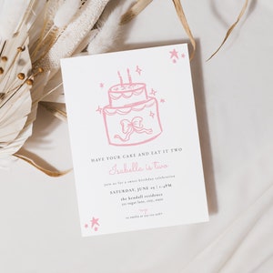 Two Sweet Birthday Invitation Template for Pink Have Your Cake and Eat it TWO Girl 2nd Birthday Party Invite | ANIKA Collection