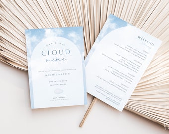 The Bride is On Cloud Nine Bachelorette Weekend Invite Template | NEPHELE Collection