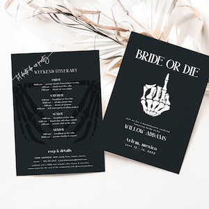 Bride or Die Til Death Bachelorette Weekend Invite and Itinerary Template | KERES Collection