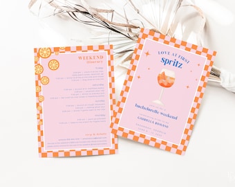 Aperol Spritz Bachelorette Weekend Invite and Itinerary Template | ALLEGRA Collection