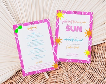 Girls Just Wanna Have Sun Bachelorette Weekend Invite and Itinerary Template | LUCIA Collection