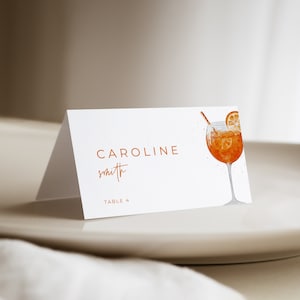 Aperol Spritz Name Card Template for Love at First Spritz Bridal Shower | NEROLA Collection