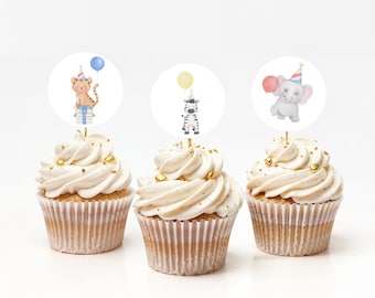Party Animals Birthday Cupcake Topper Template for Colorful Calling All Party Animals Zoo Safari Birthday Cupcake Topper | HAIDER Collection