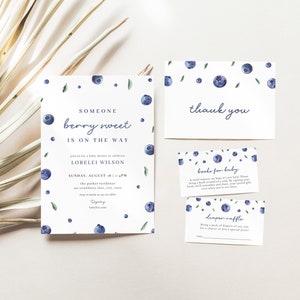 Blueberry Baby Shower Invitation Bundle Template for Boy Berry Sweet Baby Shower Invite | GORMAN Collection