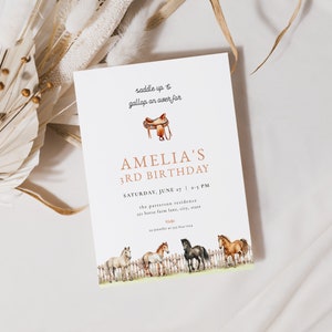 Horse Birthday Invitation Template for Pony Saddle Up and Gallop On Over Birthday Party Invite | FELIPE Collection