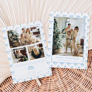 Coastal Grandmother Christmas Card Template for Grandmillenial Light Blue Hydrangea Christmas Holiday Family Photo Card | ANITA Collection