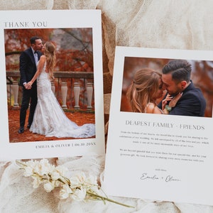 Minimalist Luxe Wedding Thank You Card with Photo Template | EVERLEIGH Collection