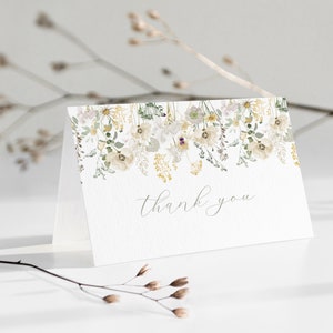 Boho Floral Thank You Card Template for Sage Green Wildflower Bridal Shower | ALTHEDA Collection