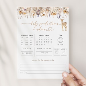 Boho Woodland Oh Deer Baby Predictions and Advice Baby Shower Game Template | FAWNA Collection