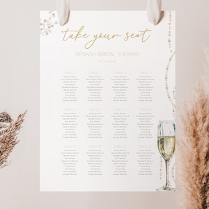 Pearls and Prosecco Bridal Shower Seating Chart Sign Template | GRETCHEN Collection