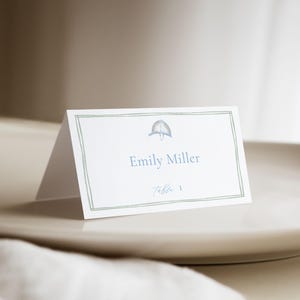 Kentucky Derby Place Card Template for Pastel Blue Horse Race Bridal Shower Name Card or Buffet Card | PHILIPPA Collection