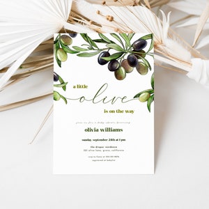 Modern Olive Baby Shower Invitation Template | OLEA Collection