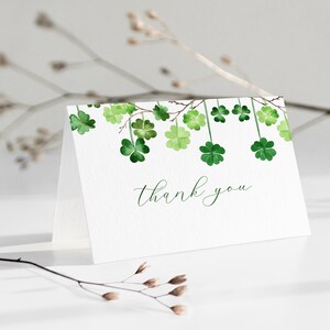 Lucky in Love Thank You Card Template for St. Patrick's Irish Shamrock Bridal Shower | TAWNIA Collection