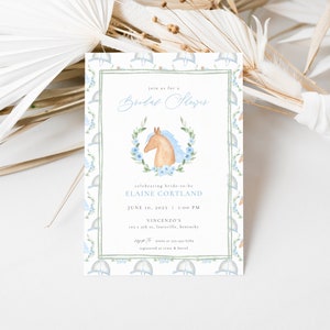 Kentucky Derby Bridal Shower Invitation Template for Pastel Blue Horse Race Bridal Shower Invite | PHILIPPA Collection