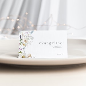 Prairie Wildflower Place Card Template with Meal Icons | CHLOE Collection