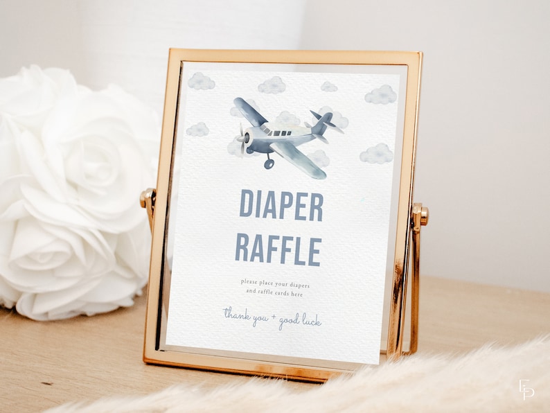 Airplane Diaper Raffle Baby Shower Custom Sign Template | HOWARD ...