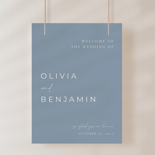 Minimalist Modern Dusty Blue Wedding Welcome Sign Template | NILA Collection