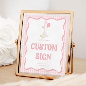 Pink One Silly Goose Birthday Custom Sign Template for Girl One Silly Goose Birthday Party 8x10 Printable Sign | BURDETT Collection