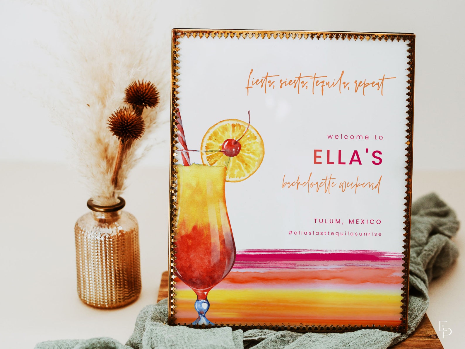 Tequila Sunrise Bachelorette Sign Template CAZ Etsy